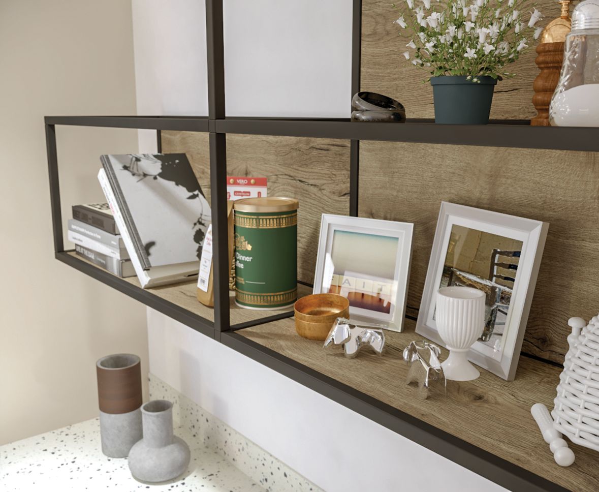 Available in 600mm & 900mm widths and can be joined to create interesting designs and storage solutions – use panels in matching or contrasting door colours to create the shelf bases. Available in Black