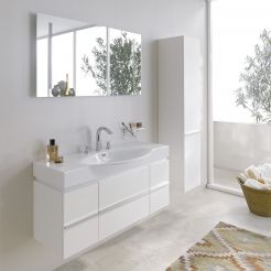 Washbasin with vanity and tall unit. 